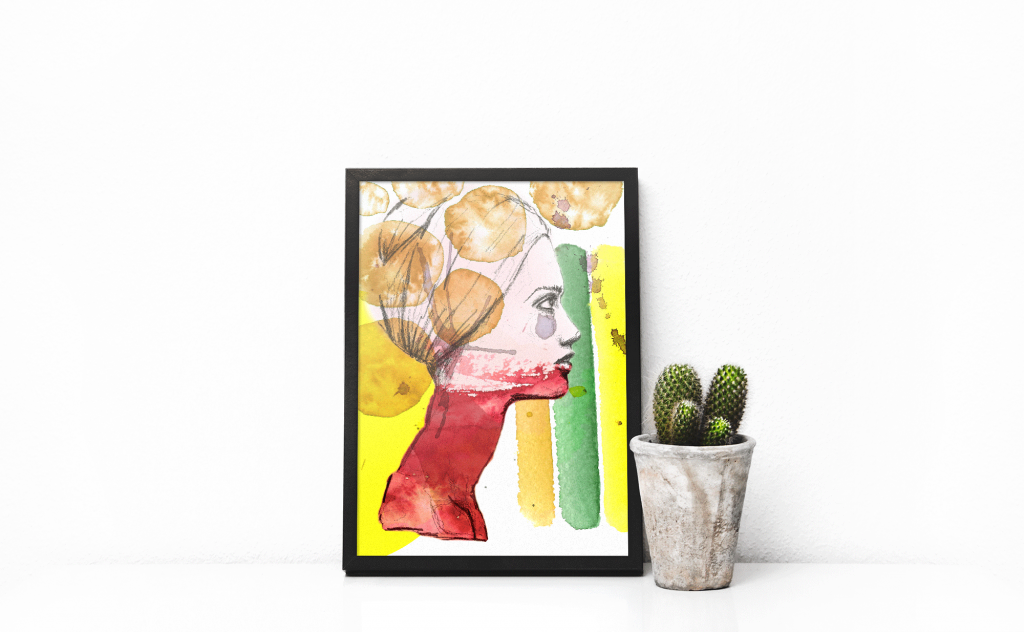 natdelacroix-chica-girl-perfil-watercolor ilustrador tenerife diseño grafico