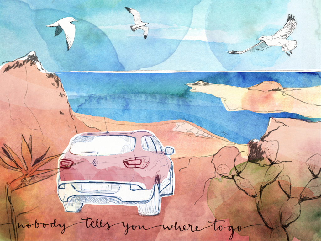 natdelacroix-ilustracion-tenerife-canarias-acuarela-paisaje-gaviota-renault