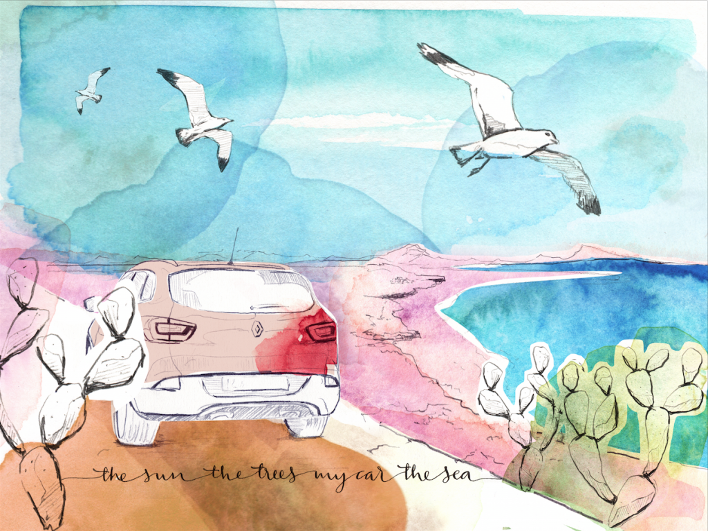 natdelacroix-ilustracion-tenerife-canarias-acuarela-paisaje-renault